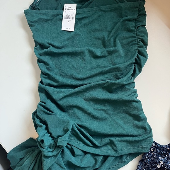 Express body contour double layer ruched side tie tube top - Picture 3 of 5